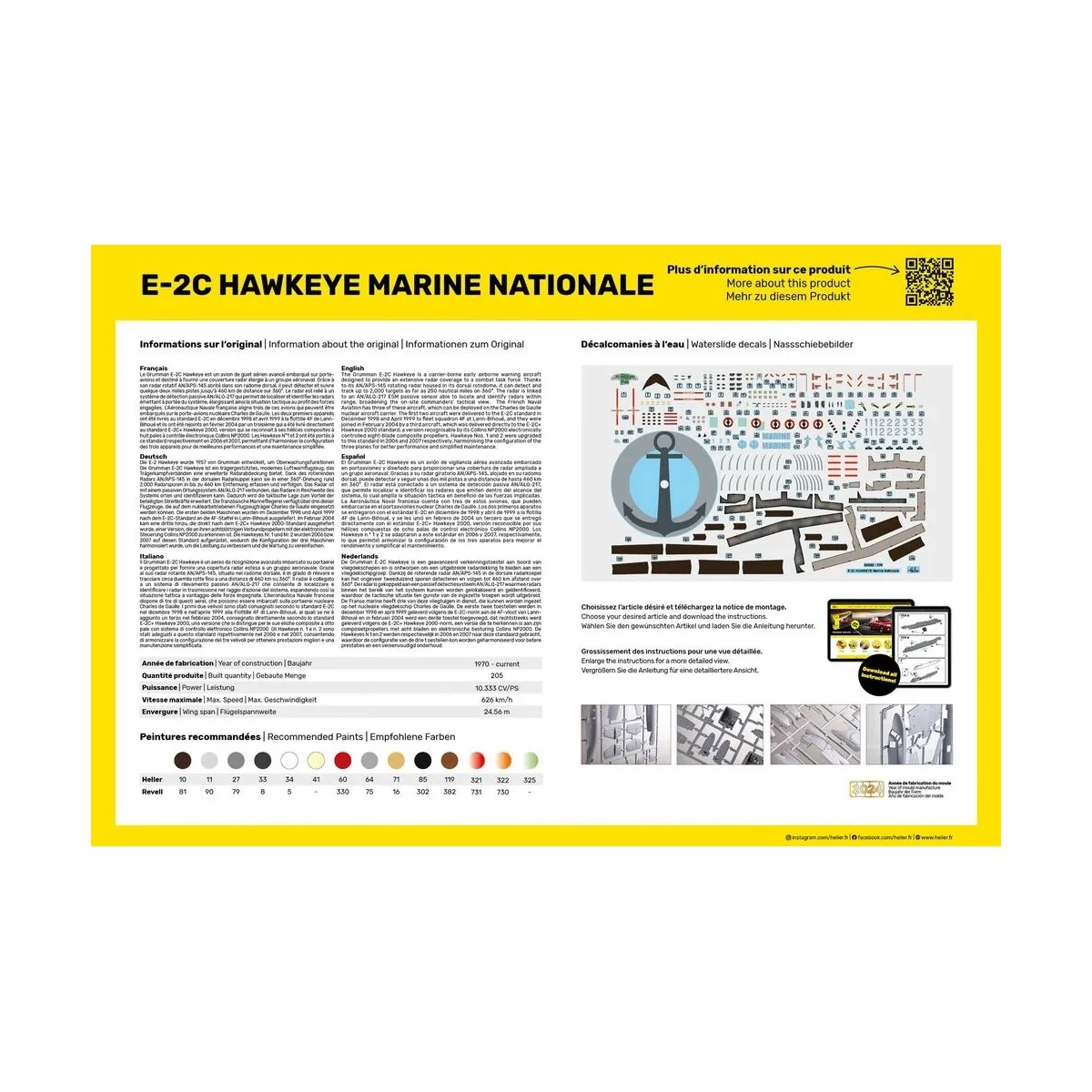 Maquette avion E-2C Hawkeye Marine Nationale 1/72 - Heller 82302 - ...