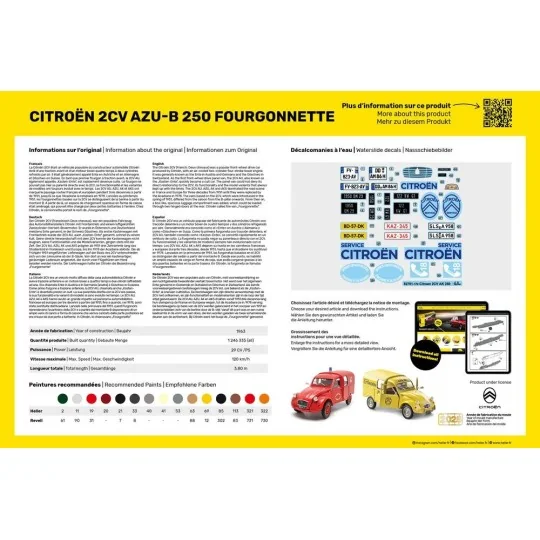 Maquette Citroën 2CV AZU-B 250 Fourgonnette 1/24 - Heller 82701 - H... HEL-82701-Maquette Citroën 2CV AZU-B 250 Fourgonnette 1/24 - Heller 82701