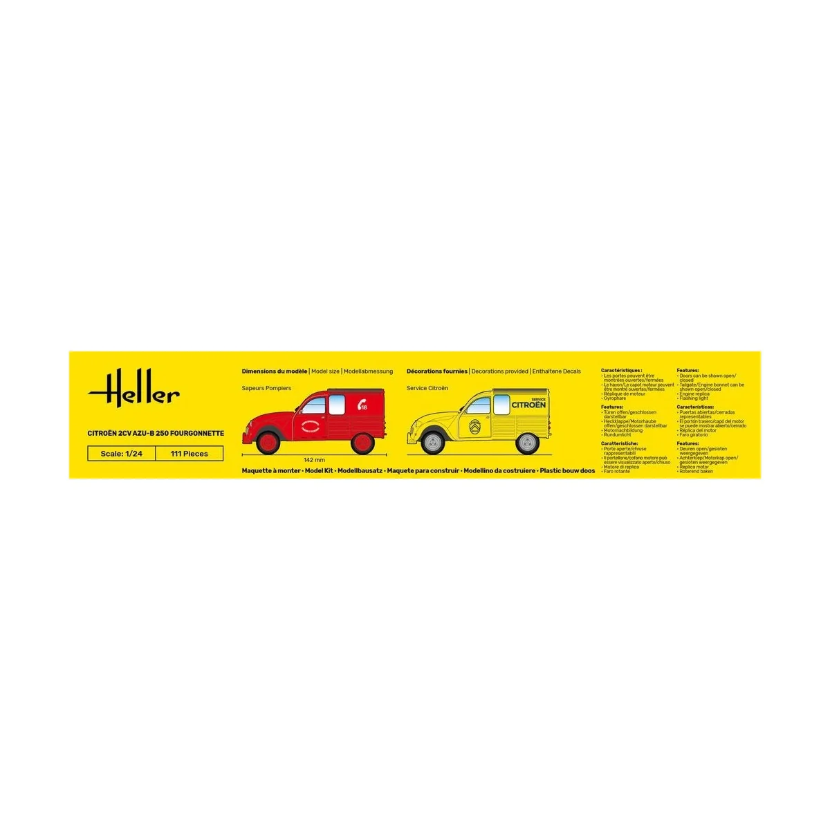 Citroën 2CV AZU-B 250 Van model kit 1/24 - Heller 82701 - H...