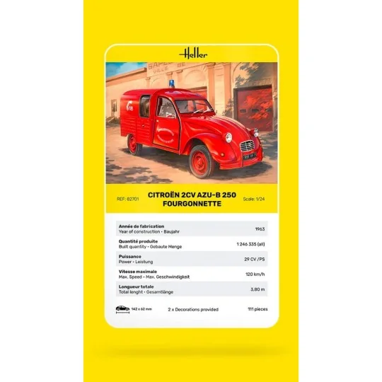 Maquette Citroën 2CV AZU-B 250 Fourgonnette 1/24 - Heller 82701 - H... HEL-82701-Maquette Citroën 2CV AZU-B 250 Fourgonnette 1/24 - Heller 82701