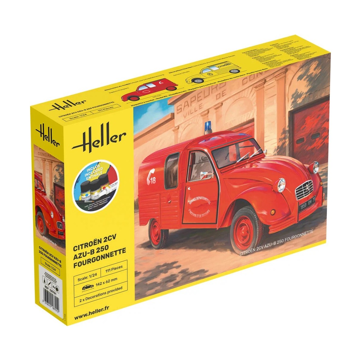Maquette Citroën 2CV AZU-B 250 Fourgonnette 1/24 + colle et peintur...