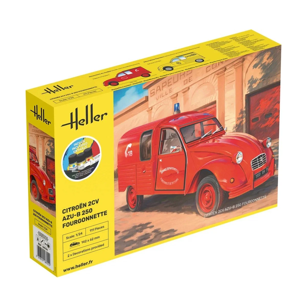 Maquette Citroën 2CV AZU-B 250 Fourgonnette 1/24 + colle et peintur...