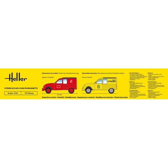 HEL-58701-Maquette Citroën 2CV AZU-B 250 Fourgonnette 1/24 + colle et peintures - HEL-58701