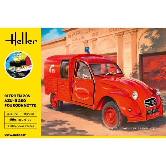 Citroën 2CV AZU-B 250 Van 1/24 scale model kit + glue and paint... HEL-58701-Citroën 2CV AZU-B 250 Van 1/24 scale model kit + glue and paints - HEL-58701
