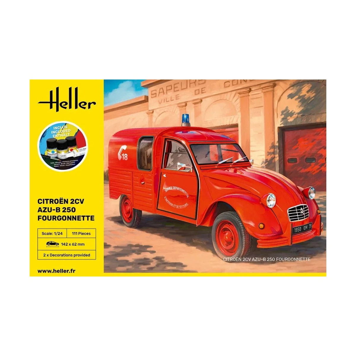 Maquette Citroën 2CV AZU-B 250 Fourgonnette 1/24 + colle et peintur...