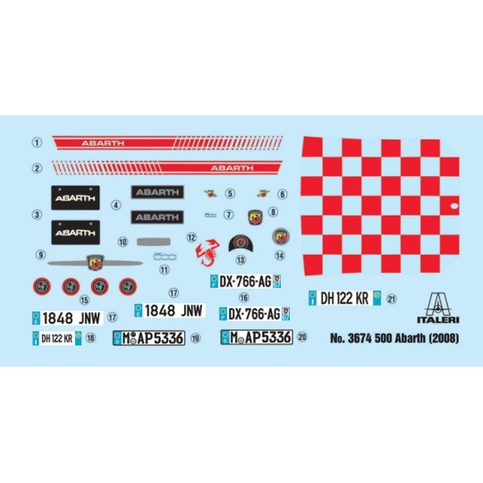 Maquette Fiat 500 Abarth 2008 1/24 - Italeri 3674 - I3674 I3674-Maquette Fiat 500 Abarth 2008 1/24 - Italeri 3674