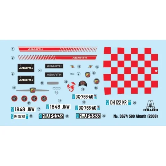 I3674-Maquette Fiat 500 Abarth 2008 1/24 - Italeri 3674