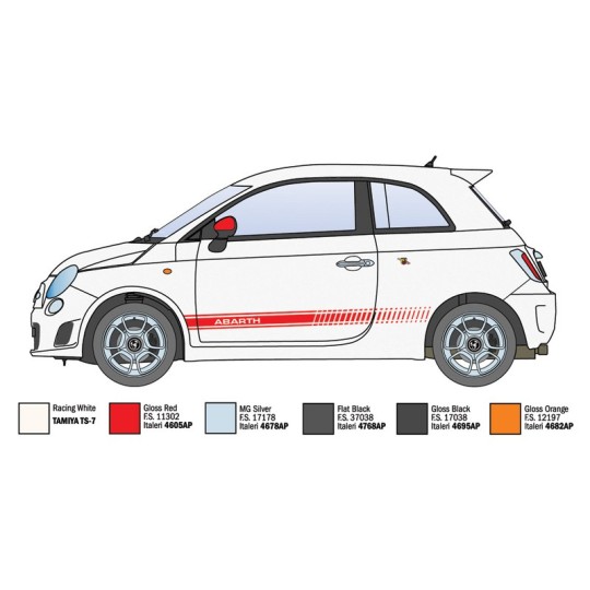 Fiat 500 Abarth 2008 1/24 scale model - Italeri 3674 - I3674 I3674-Fiat 500 Abarth 2008 1/24 scale model - Italeri 3674
