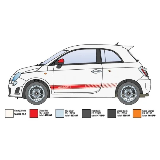 Fiat 500 Abarth 2008 1/24 scale model - Italeri 3674 - I3674 I3674-Fiat 500 Abarth 2008 1/24 scale model - Italeri 3674