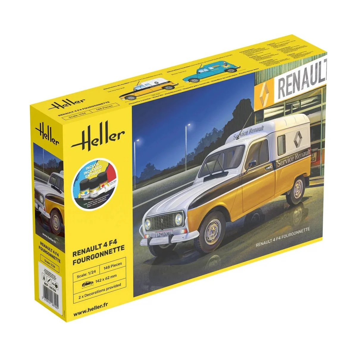 Renault 4 F4 Van Starter Kit 1/24 scale + glue and paints - Heller ... Renault 4 F4 Van Starter Kit 1/24 scale + glue and paints - Heller ...
