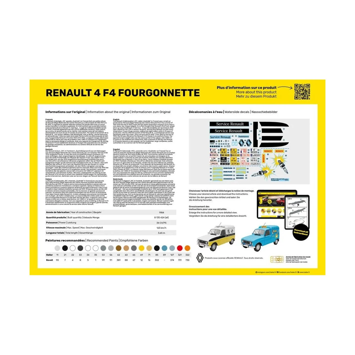 Maquette Renault 4 F4 Fourgonnette 1/24 - Heller 82700 - HEL-82700