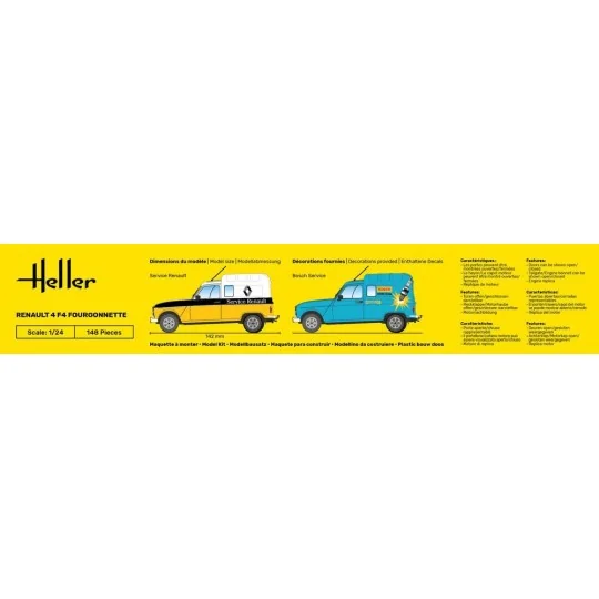 HEL-82700-Maquette Renault 4 F4 Fourgonnette 1/24 - Heller 82700