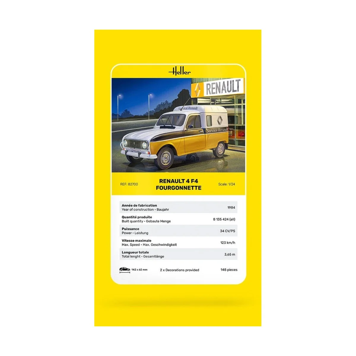 Renault 4 F4 Van 1/24 scale model - Heller 82700 - HEL-82700