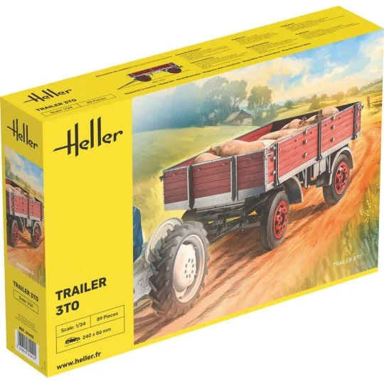 HEL-81410-Heller 1/24 scale plastic model kit - Standard E 3-ton trailer - 81410