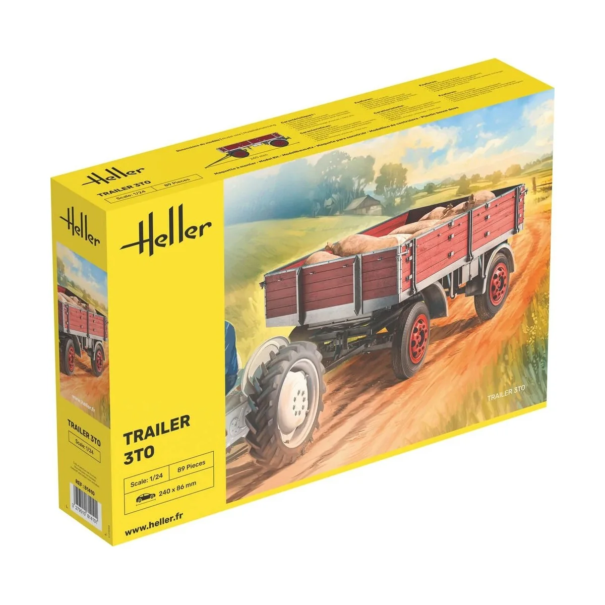 Heller 1/24 scale plastic model kit of a standard E 3-ton trailer - 81410...