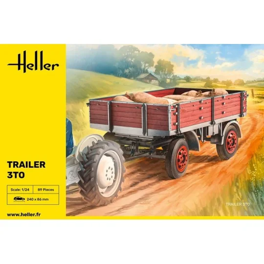 HEL-81410-Heller 1/24 scale plastic model kit - Standard E 3-ton trailer - 81410