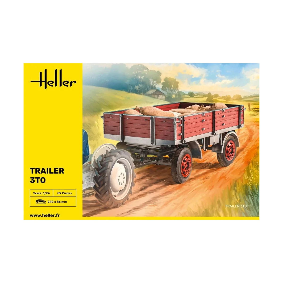 Heller 1/24 scale plastic model kit of a standard E 3-ton trailer - 81410...