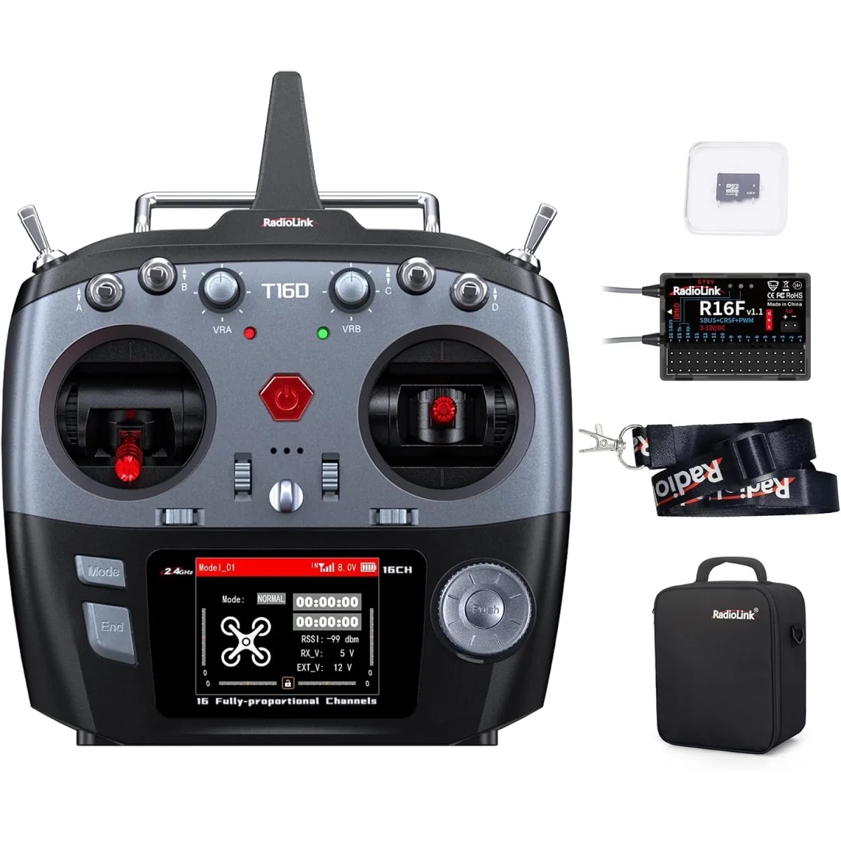 Radio Radiolink T16D 16 voies 2,4 GHz avec récepteur R16F - RDL-T16... Radio Radiolink T16D 16 voies 2,4 GHz avec récepteur R16F - RDL-T16...