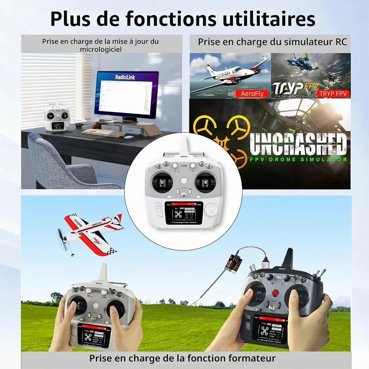 Radio Radiolink T12D 12 voies 2,4 GHz avec récepteur R12F - RDL-T12... Radio Radiolink T12D 12 voies 2,4 GHz avec récepteur R12F - RDL-T12...