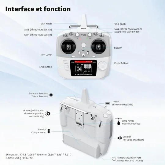 Radio Radiolink T12D 12 voies 2,4 GHz avec récepteur R12F - RDL-T12... RDL-T12D-R12F-Radio Radiolink T12D 12 voies 2,4 GHz avec récepteur R12F - RDL-T12D-R12F