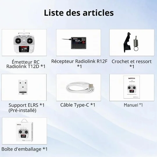 Radio Radiolink T12D 12 voies 2,4 GHz avec récepteur R12F - RDL-T12... RDL-T12D-R12F-Radio Radiolink T12D 12 voies 2,4 GHz avec récepteur R12F - RDL-T12D-R12F