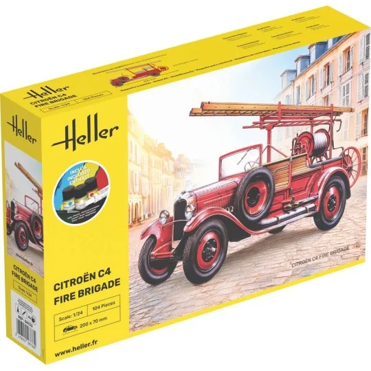 Maquette Citroën C4 Pompier 1/24 + colle et peintures - Heller 5673... HEL-56733-Maquette Citroën C4 Pompier 1/24 + colle et peintures - Heller 56733