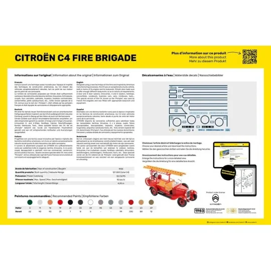 HEL-80733-Maquette Citroën C4 Pompier 1/24 - Heller 80733