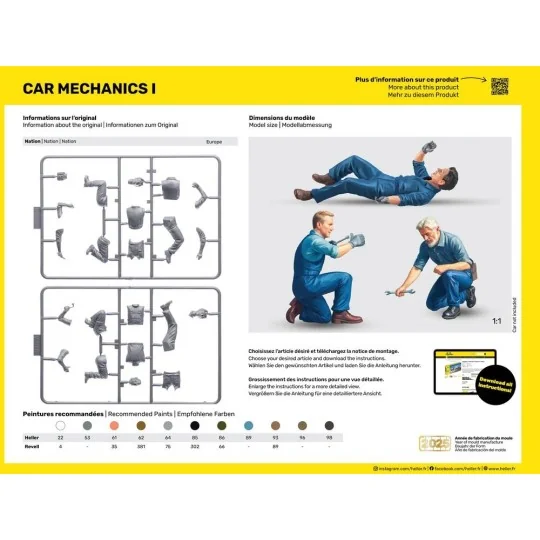 Figurines mécaniciens automobiles Car Mechanics I 1/24 Heller 82755... HEL-82755-Figurines mécaniciens automobiles Car Mechanics I 1/24 Heller 82755