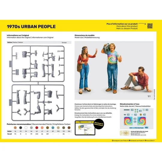 HEL-82757-1970s Townspeople Figurines 1/24 Heller 82757