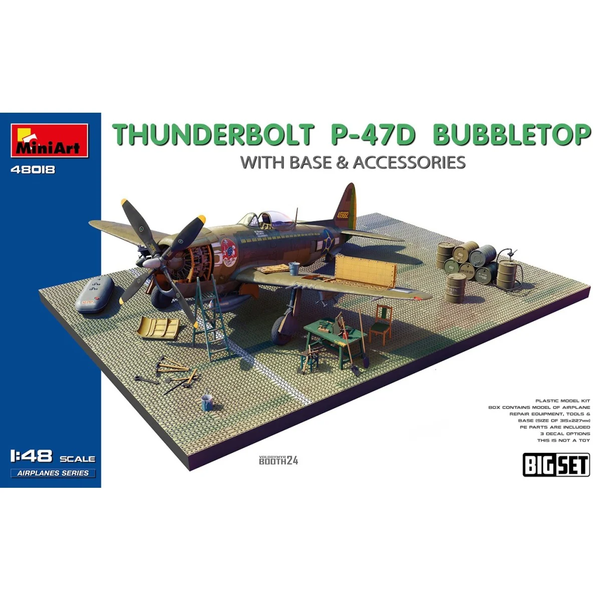 1/48 MiniArt 48018 P-47D Thunderbolt Bubbletop model kit with displ...