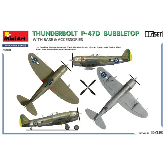 MIN-48018-1/48 MiniArt 48018 P-47D Thunderbolt Bubbletop model kit with display base