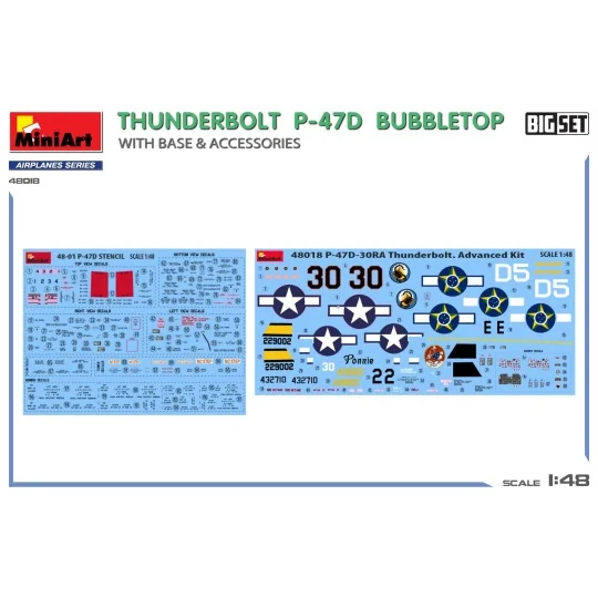 MIN-48018-1/48 MiniArt 48018 P-47D Thunderbolt Bubbletop model kit with display base