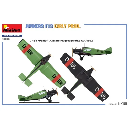 Maquette avion Junkers F13 Early Production 1/48 MiniArt 48002 - MI... MIN-48002-Maquette avion Junkers F13 Early Production 1/48 MiniArt 48002