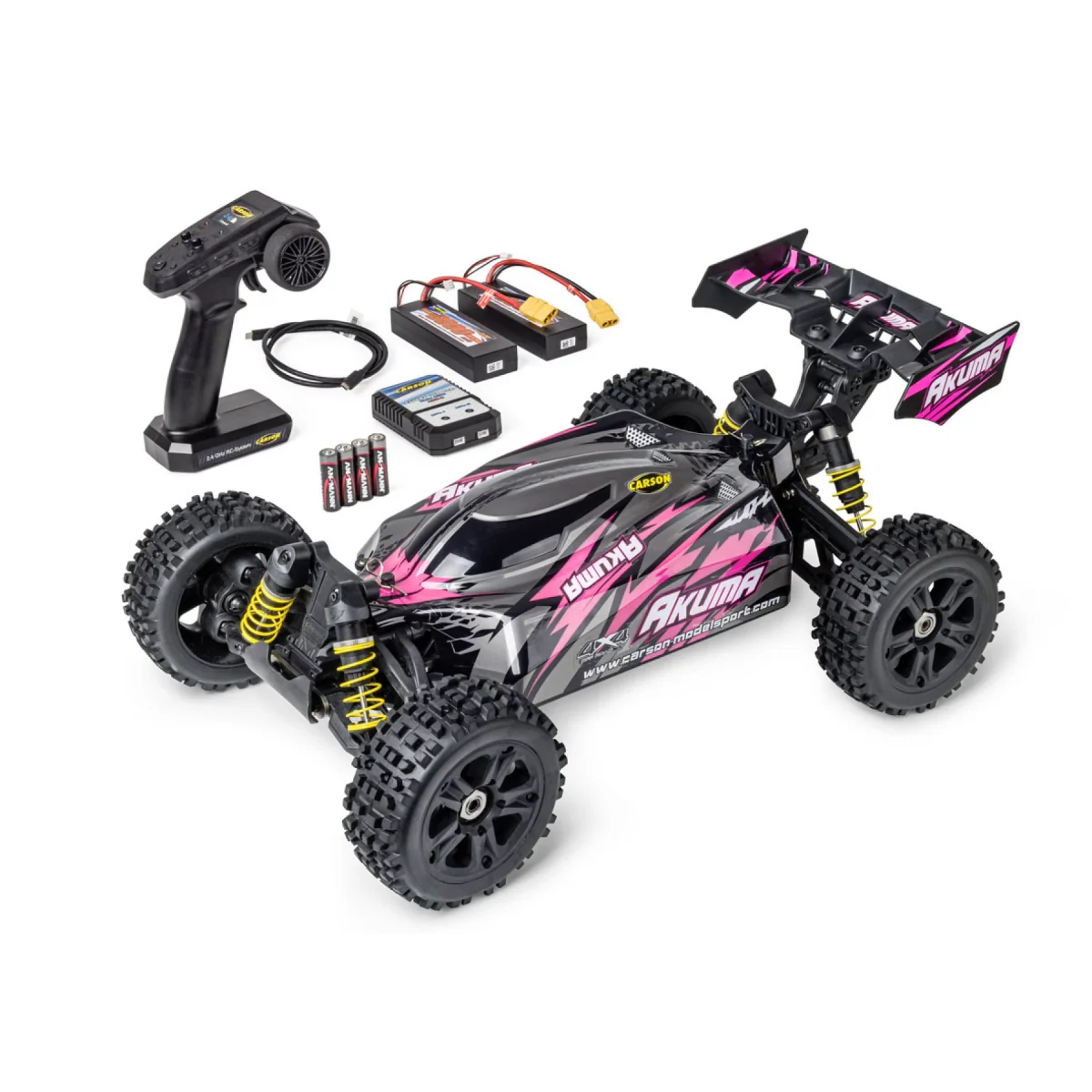 RC Buggy Carson Akuma 4WD 1/8 Brushless RTR pink + batteries and charger... RC Buggy Carson Akuma 4WD 1/8 Brushless RTR pink + batteries and charger...