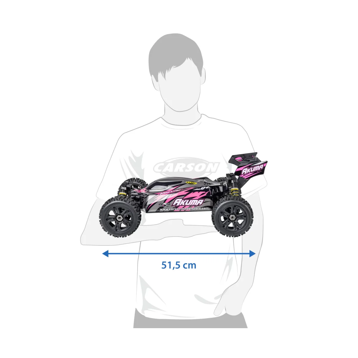 Buggy RC Carson Akuma 4WD 1/8 Brushless RTR rose + accus et chargeu...
