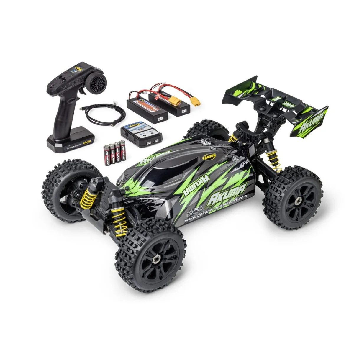 Buggy RC Carson Akuma 4WD 1/8 Brushless RTR vert + accus et chargeu...