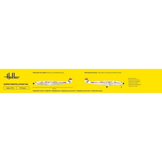 Super Constellation TWA 1/72 Airplane Model Kit Heller 82391 - HEL-... HEL-82391-Super Constellation TWA 1/72 Airplane Model Kit Heller 82391