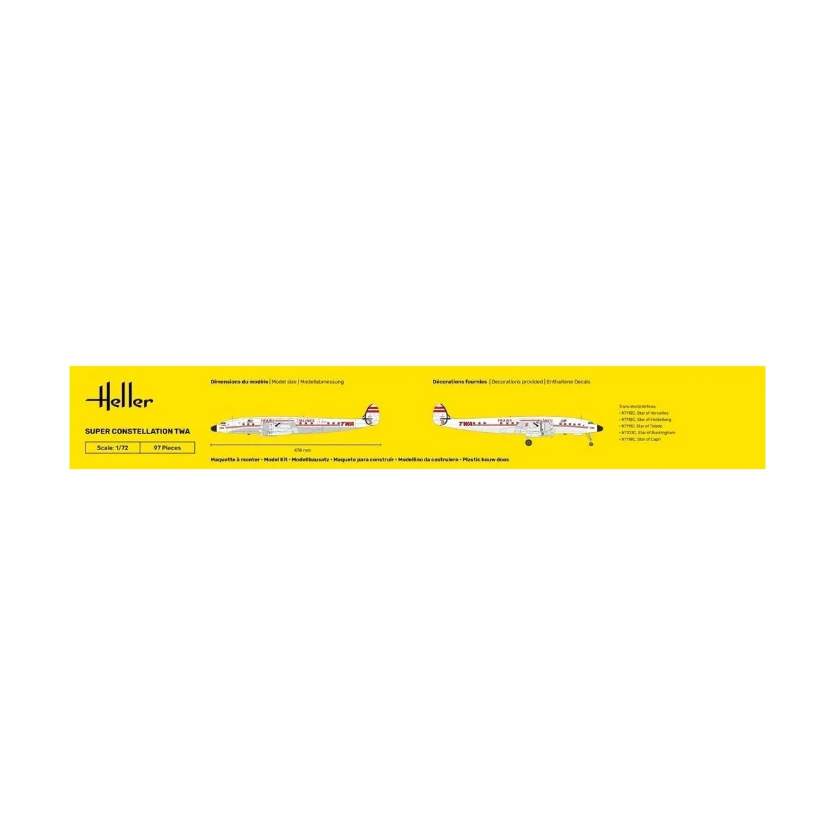 Maquette avion Super Constellation TWA 1/72 Heller 82391 - HEL-82391 Maquette avion Super Constellation TWA 1/72 Heller 82391 - HEL-82391