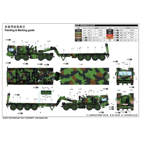 TR01055-Maquette FAUN SLT 50-3 Elefant avec semi-remorque SaAnh.52t 1/35 Trumpeter 01070