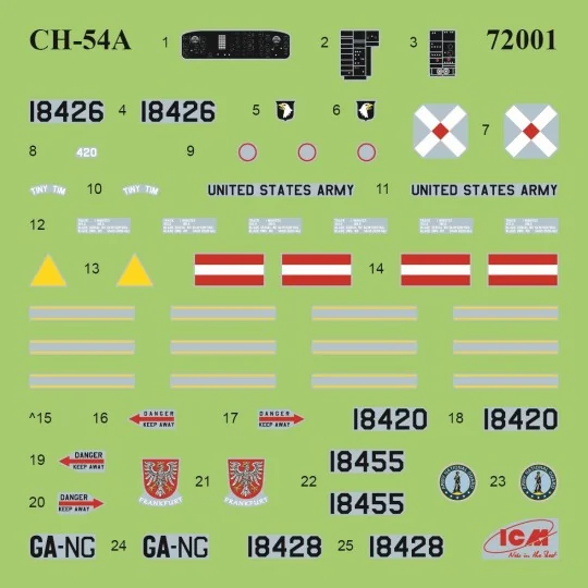 Maquette hélicoptère Sikorsky CH-54A Tarhe 1/35 - ICM 53054 - ICM-7... ICM-72001-Maquette hélicoptère Sikorsky CH-54A Tarhe 1/35 - ICM 53054