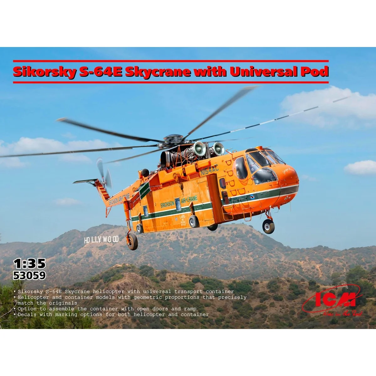 Maquette hélicoptère Sikorsky S-64E Skycrane avec Universal Pod 1/3... Maquette hélicoptère Sikorsky S-64E Skycrane avec Universal Pod 1/3...