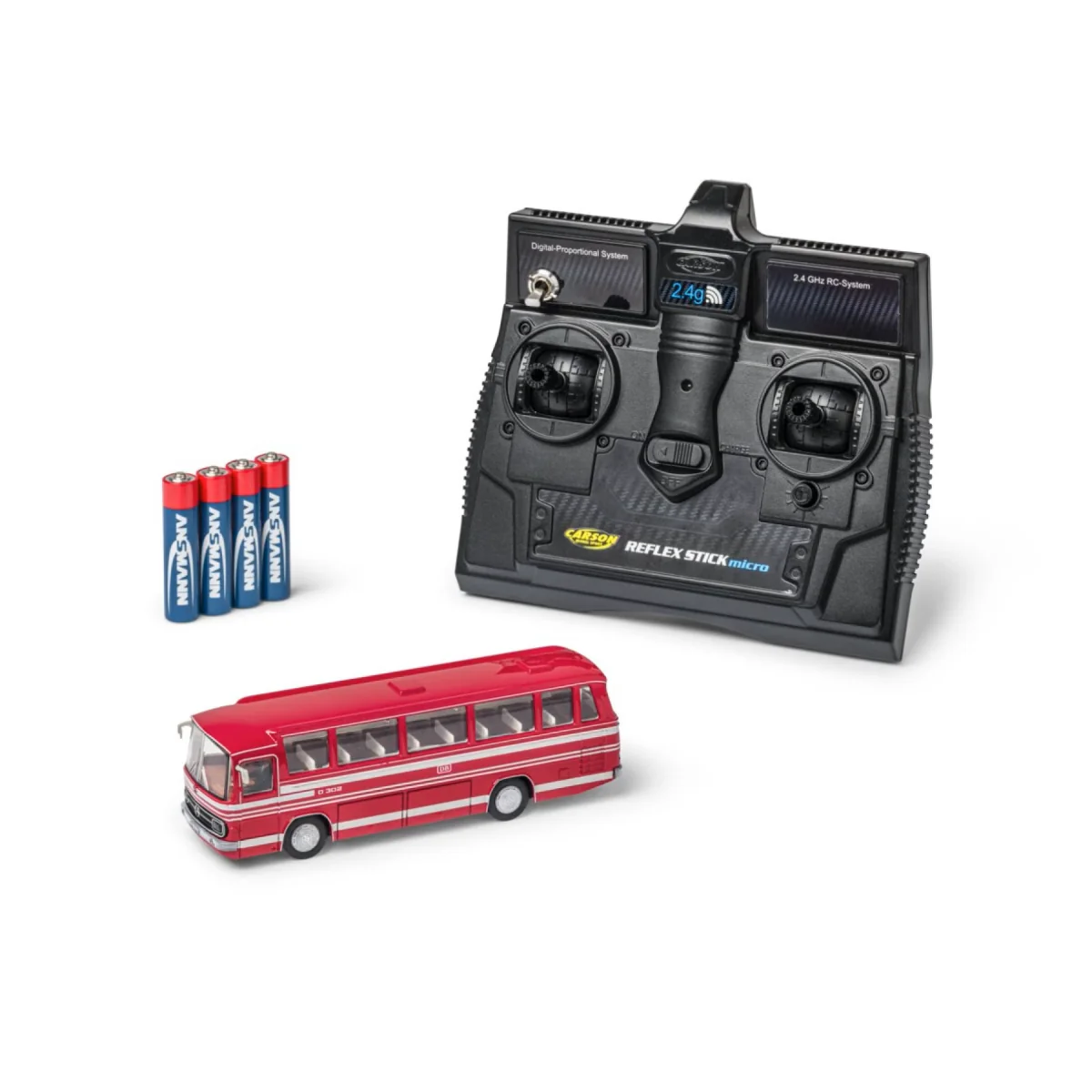 Bus RC Carson Mercedes-Benz O 302 DB 1/87 RTR 2,4 GHz rouge - 500507175 -