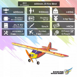 J3 Firebird 600mm E31 EPP Kit PNP DW Hobby DW Hobby - Dancing Wings Hobby E3104 - 14