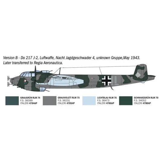 Maquette avion Dornier Do 217 J1/J2 Nachtjäger 1/72 - Italeri 91266 - I91266 I91266-Maquette avion Dornier Do 217 J1/J2 Nachtjäger 1/72 - Italeri 91266