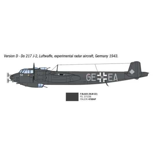 Maquette avion Dornier Do 217 J1/J2 Nachtjäger 1/72 - Italeri 91266 - I91266 I91266-Maquette avion Dornier Do 217 J1/J2 Nachtjäger 1/72 - Italeri 91266