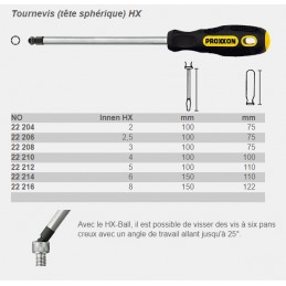 Hexagonal screwdriver 6-sided BTR HX 2mm (spherical head) Proxxon Proxxon PRX-22204 - 2