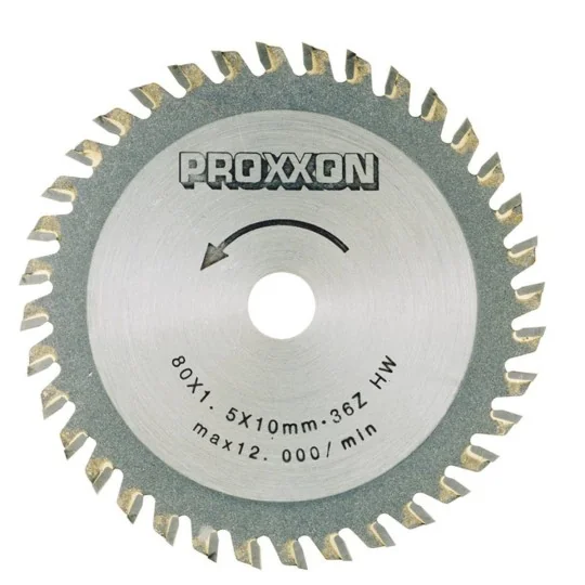 Carbide wafer saw blade 80 mm, 36 teeth Proxxon - PRX-28732 PRX-28732-Proxxon 80mm Carbide-Tipped Saw Blade, 36 Teeth - PRX-28732