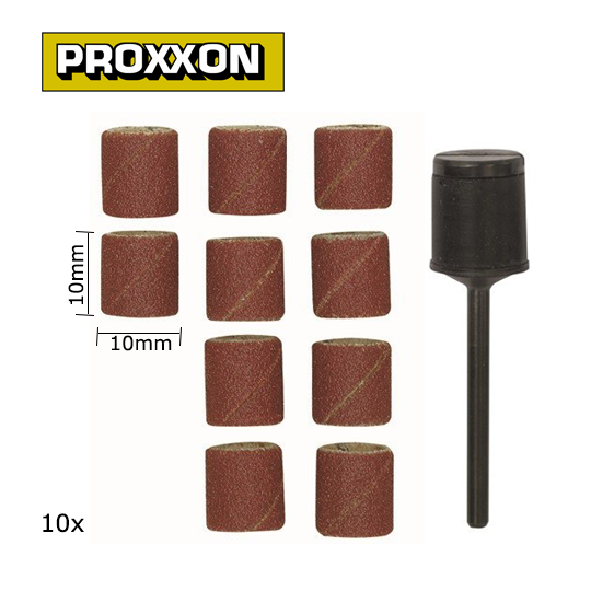 PRX-28980-Cylindres abrasifs en corindon 10mm grain 150 (x10) + support Proxxon - PRX-28980