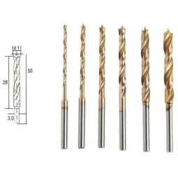 Forets en HSS avec pointe de centrage, 6 pièces, 1,5 à 4 mm Proxxon Proxxon PRX-28876 - 1