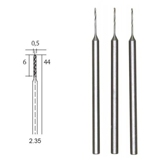 PRX-28864-Forets HSS en acier, Ø 0.5 mm, 3 pièces Proxxon - PRX-28864